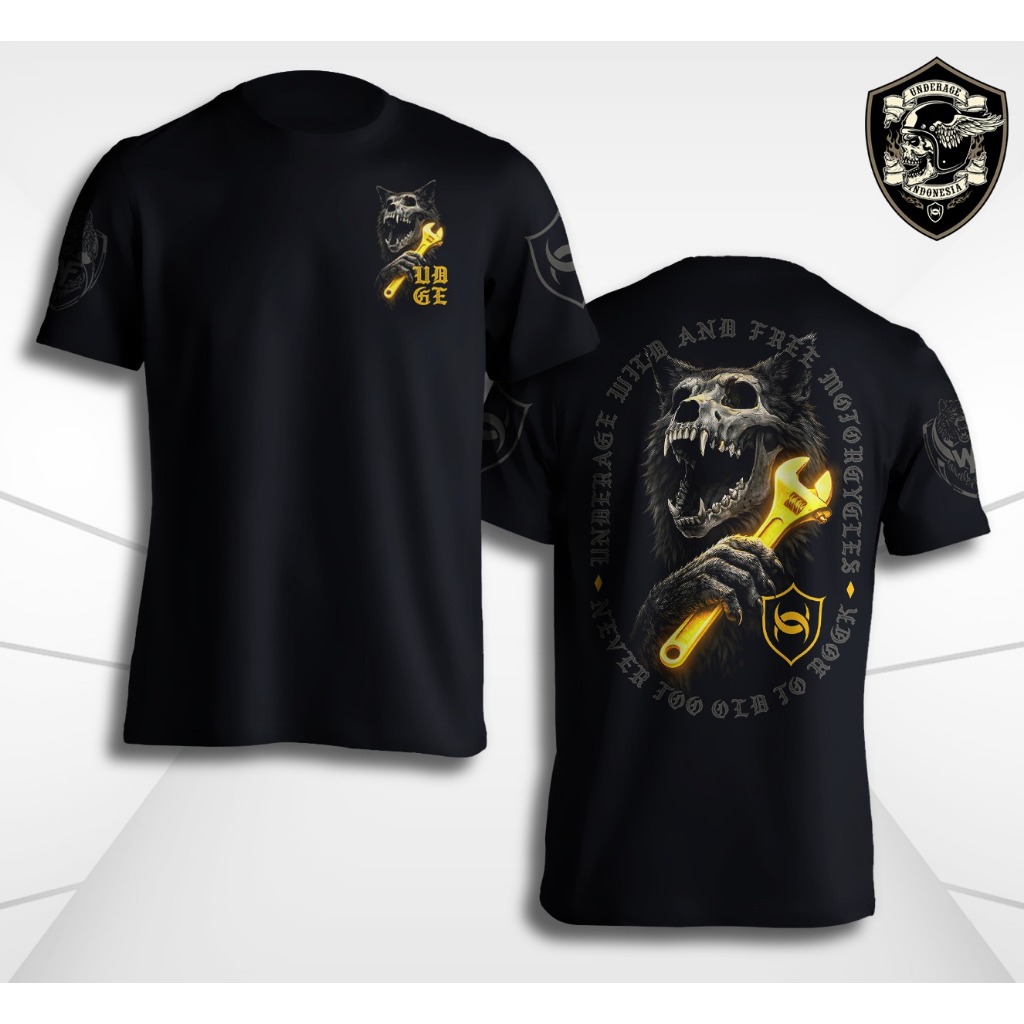 UNDERAGE Kaos Pria Distro Baju Atasan Lengan Pendek Original Hitam - UG 268