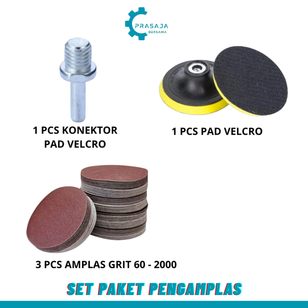 Paket Lengkap Tatakan Amplas Bulat 4inc Mata Gerinda Pad Amplas Tangan Mesin Gurinda Tangan Grit 60 