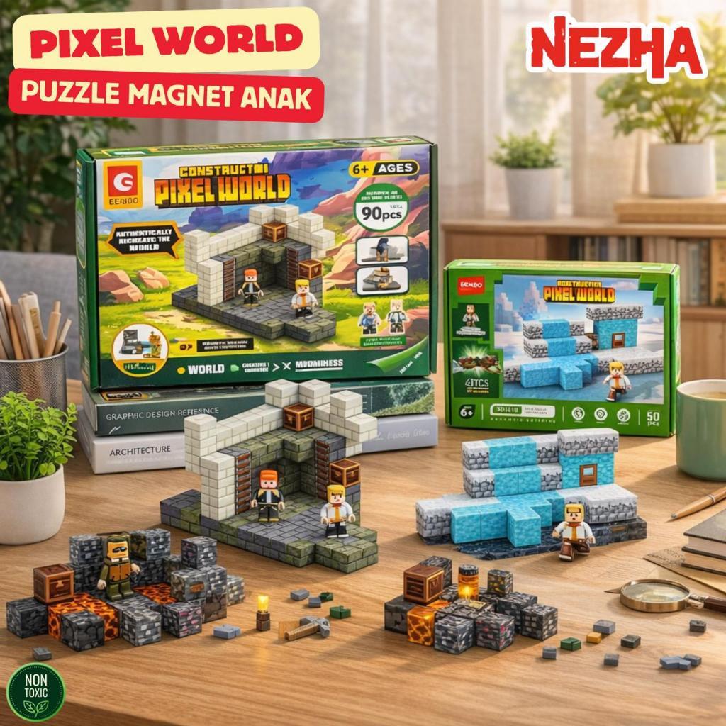 Mainan Building Cubes 3D Pixel World Block Magnetic Set Balok Magnetik Edukasi Anak