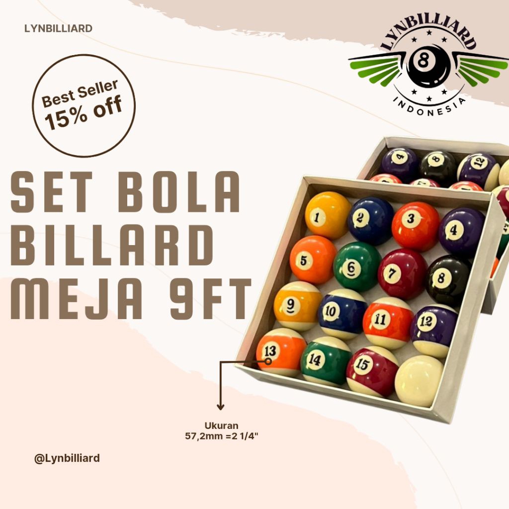 Bola Billiard 1 Set Ukuran 2 1/4 Untuk Bola Besar Original