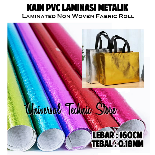 Plastik Bintik Laminasi Metalik Pelapis Tas / Plastik Kain PVC Silver Gold Fuchsia Bahan Dekorasi