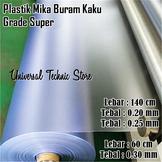 Plastik Mika Kaku Doff Buram Kaca Es Meteran Roll Lebar 140cm Tebal 0.20mm