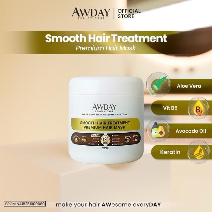 PAKET AWDAY SMOOTH HAIR TREATMENT PREMIUM HAIR MASK 200ML BPOM