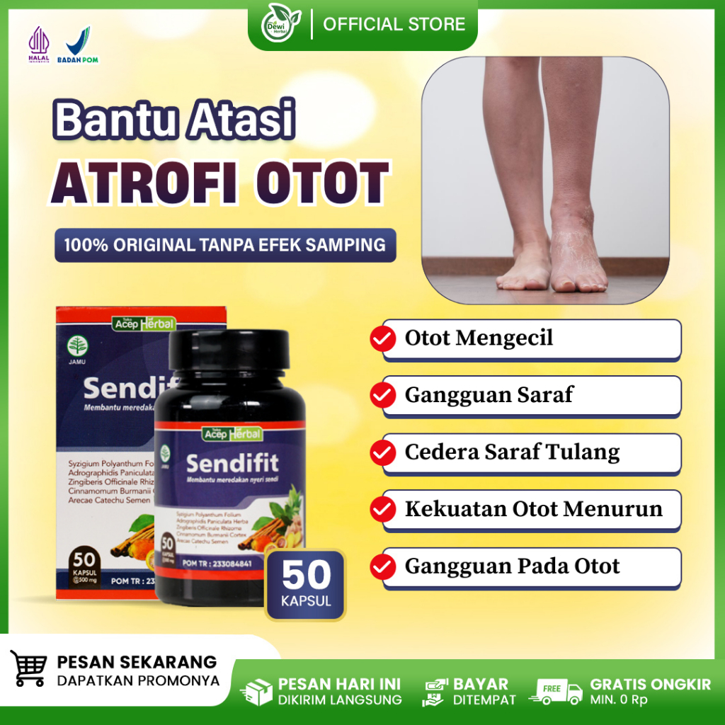 Sendifit Kapsul Obat Atrofi Otot, Kekuatan Otot Menurun, Tangan Kaki Mengecil, Gangguan Saraf, Ceder