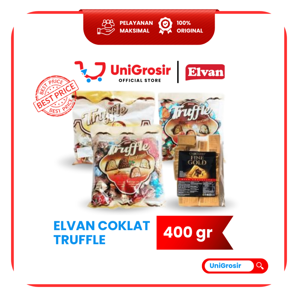 [UniGrosir] ELVAN COKLAT TRUFFLE CHOCOLATE MILK ASSORTMENT DOUBLE TWIST MIX CHECKERS FINE GOLD MILK 
