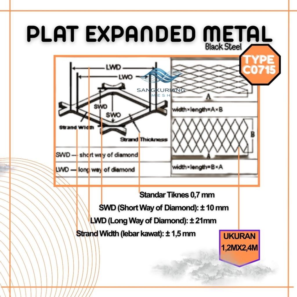 Expanded Metal Type C0715 | Plat Wajik Rapat | Lembaran Baja