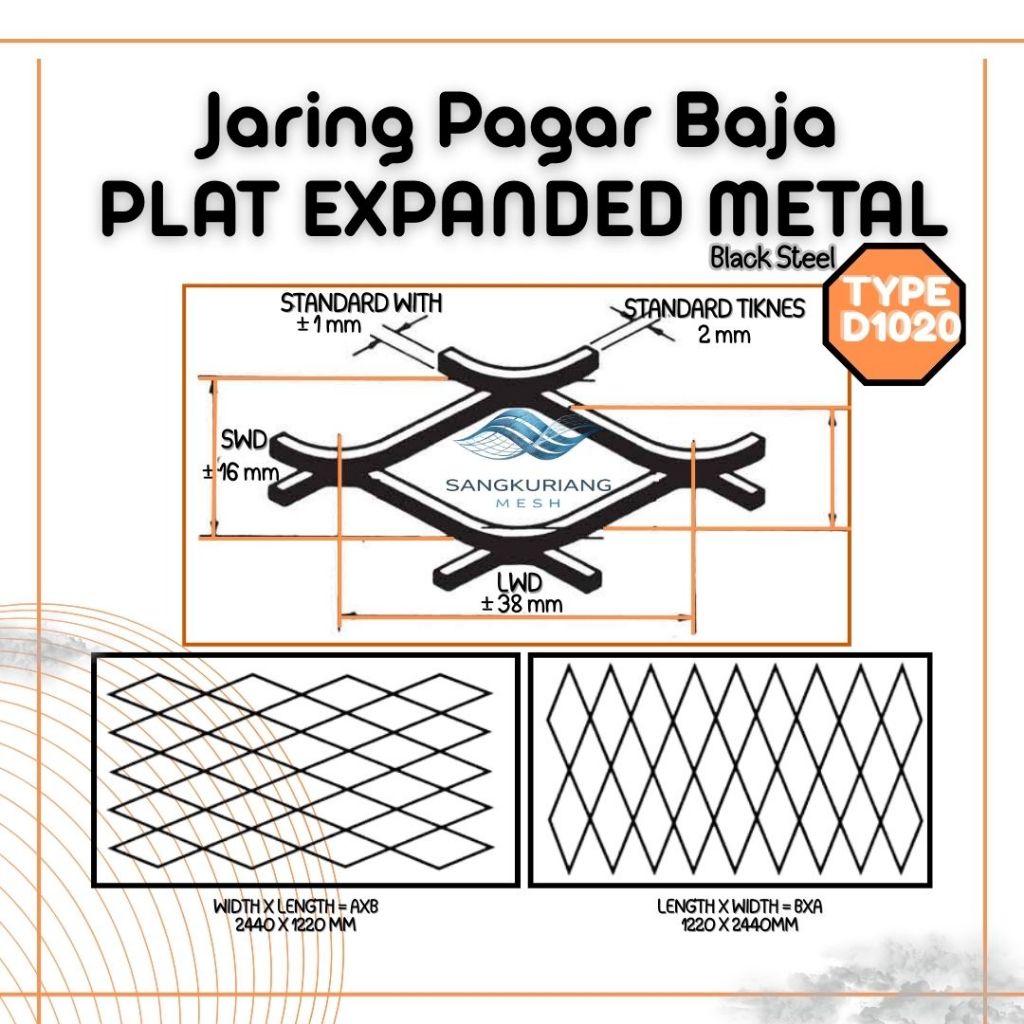 Jaring Pagar Besi Baja Expanded Metal Type D1020