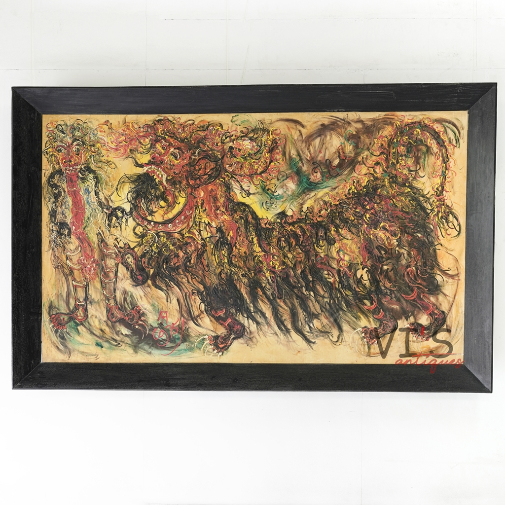 Lukisan Affandi Barong Oil On Canvas Antik Kuno