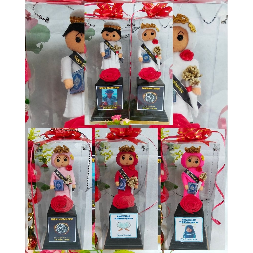 BONEKA FLANEL HAFIDZ/HAFIDZAH KEMASAN MIKA KOTAK, Boneka Imtihan