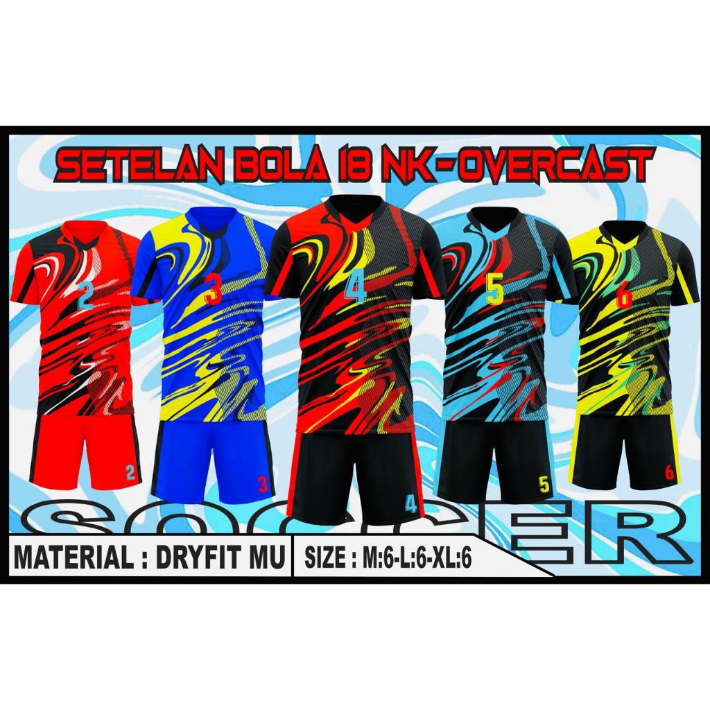 18 SET - OVERCAST / SETELAN SEPAK BOLA / JERSEY BOLA