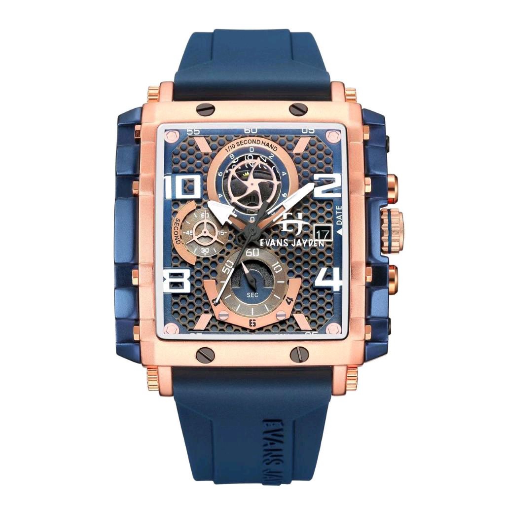 Jam Tangan Pria Evans Jayden EJ 9557 Analog Crono Aktif Rubber Strap Original Garansi 1 Tahun