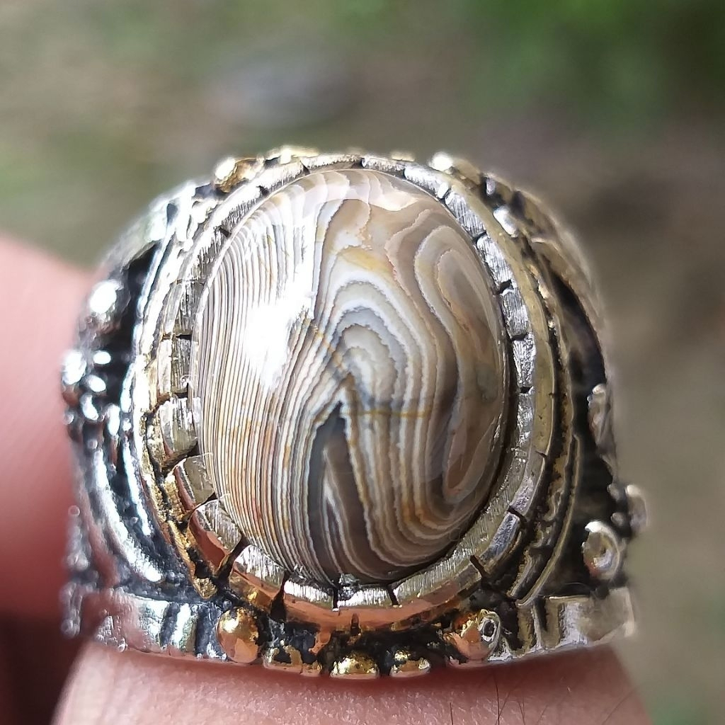 Batu Akik Karang Nunggal Full Pamor Klasik Tegas Berakarakter Berwibawa Unik Langka Natural 100% Asl