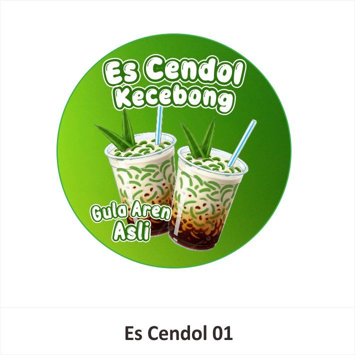 160pcs Stiker  Cup Es Cendol kecebong
