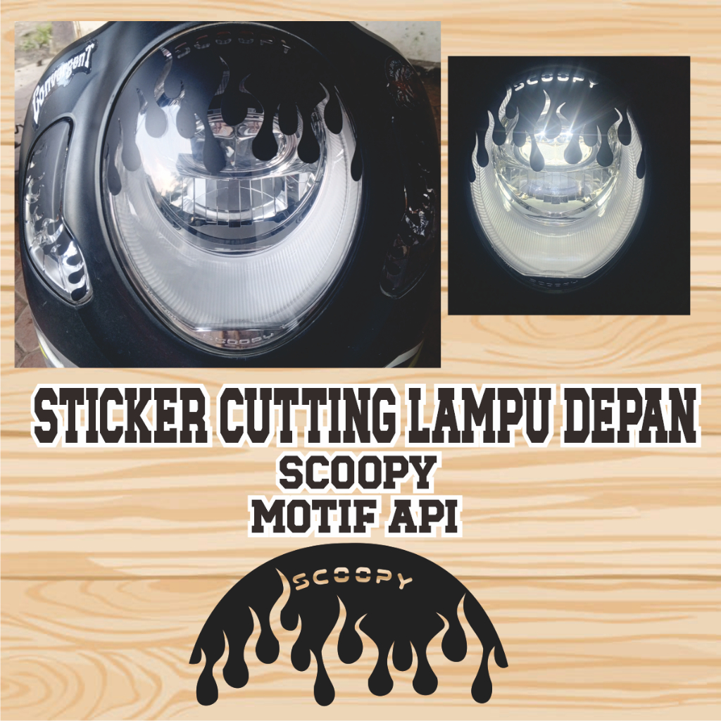 stiker cutting lampu depan scoopy motif api keren