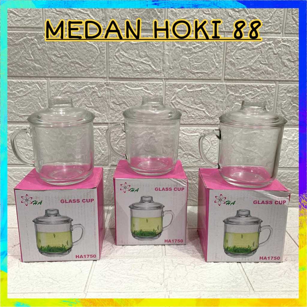 Medanhoki88 -  GELAS TUTUP KACA / GELAS AIR MINUM / GELAS KOPI