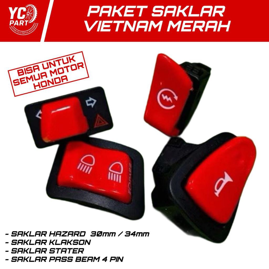 SAKLAR VIETNAM SAKLAR TOMBOL MERAH VIETNAM UNIVERSAL SEMUA MOTOR HONDA BEAT FI ESP POP STREET VARIO 