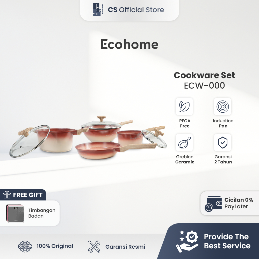 ECOHOME Cookware Set Ceramic Coating Anti Lengket Panci Set