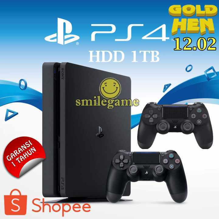 SONY PS4 SLIM HDD 1TB & 500GB, FULL GAME HEN TERBARU 12.02 + 2 STIK WIRELLES