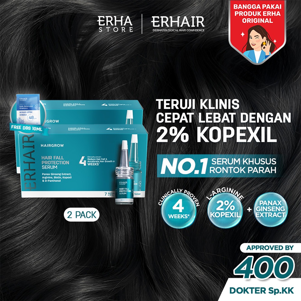 ERHAIR Twin Flame Hairgrow Serum 7x8 ml (2pack) - Serum Penumbuh Rambut Rontok