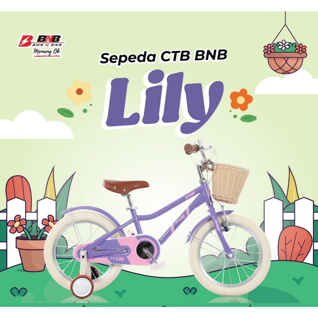 SEPEDA ANAK MINI 16 INCH CTB  BNB LILY KERANJANG BY BNB (BIKE N BIKE) TERBARU