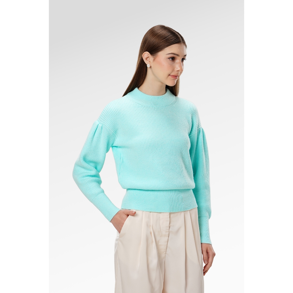 Benang Jarum - Sweat Shirt With Puff Sleeve - Mint