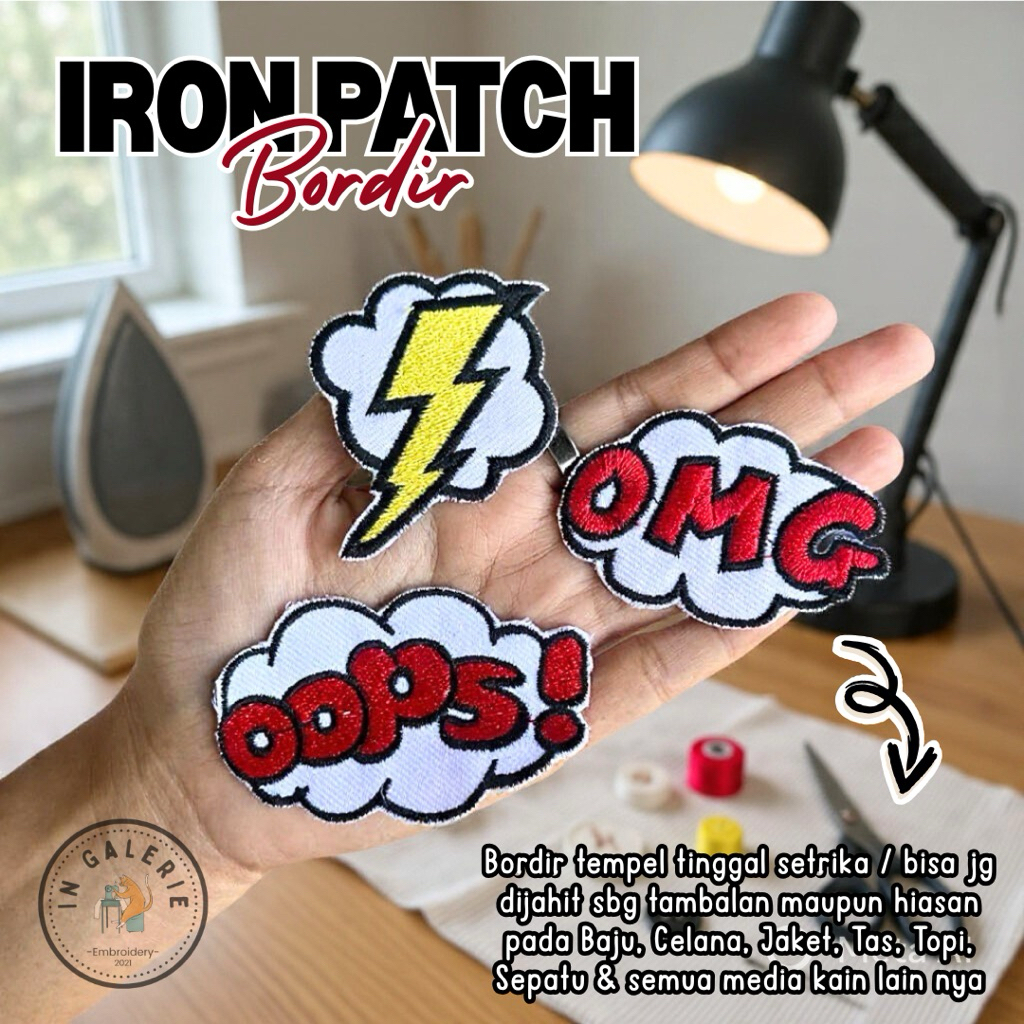 Iron Patch Bordir Oops Patch Iron Bordil Tempel Tambalan Kaos Bolong Tembelan Celana Robek Tempelan 