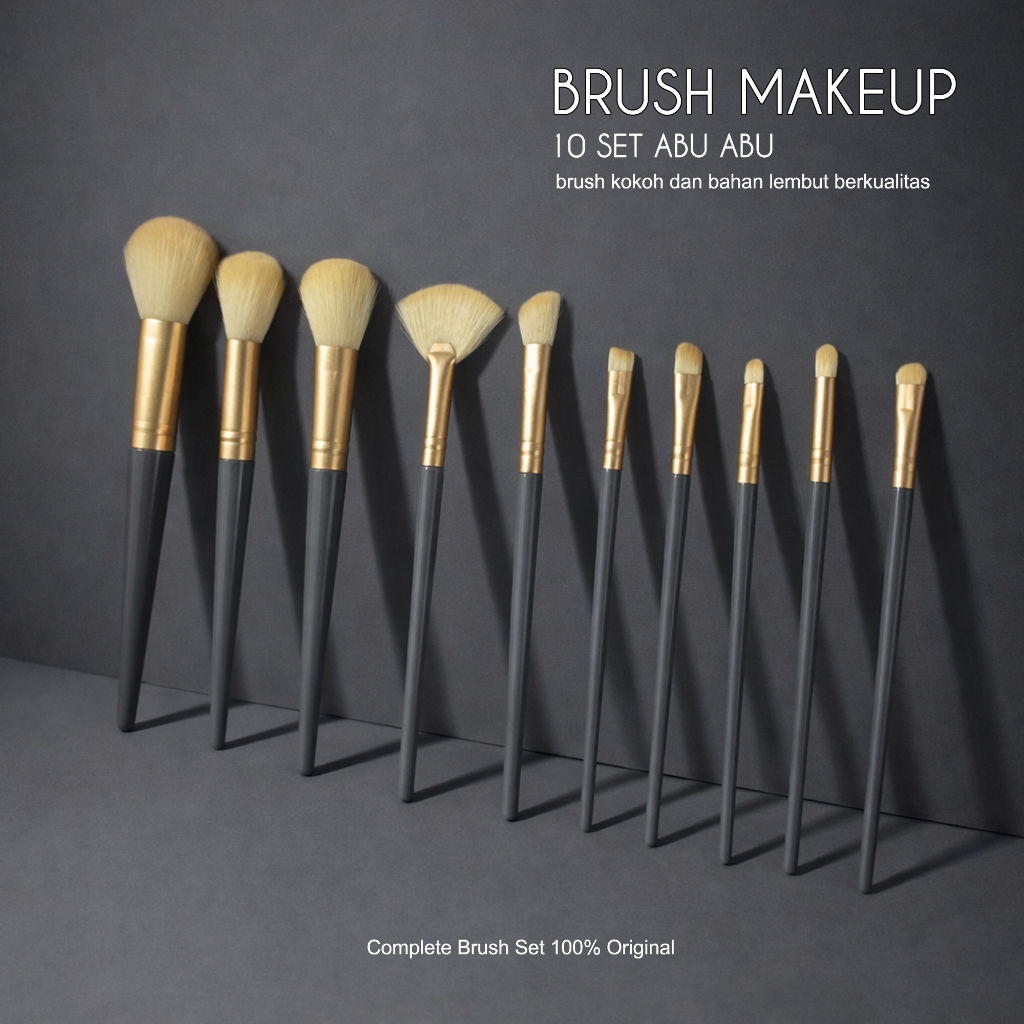 Alat MakeUp 14 Pcs Kuas Makeup Travel Seri Hijau Blush on Eyeshadow Highlighter Foundation Terlengka