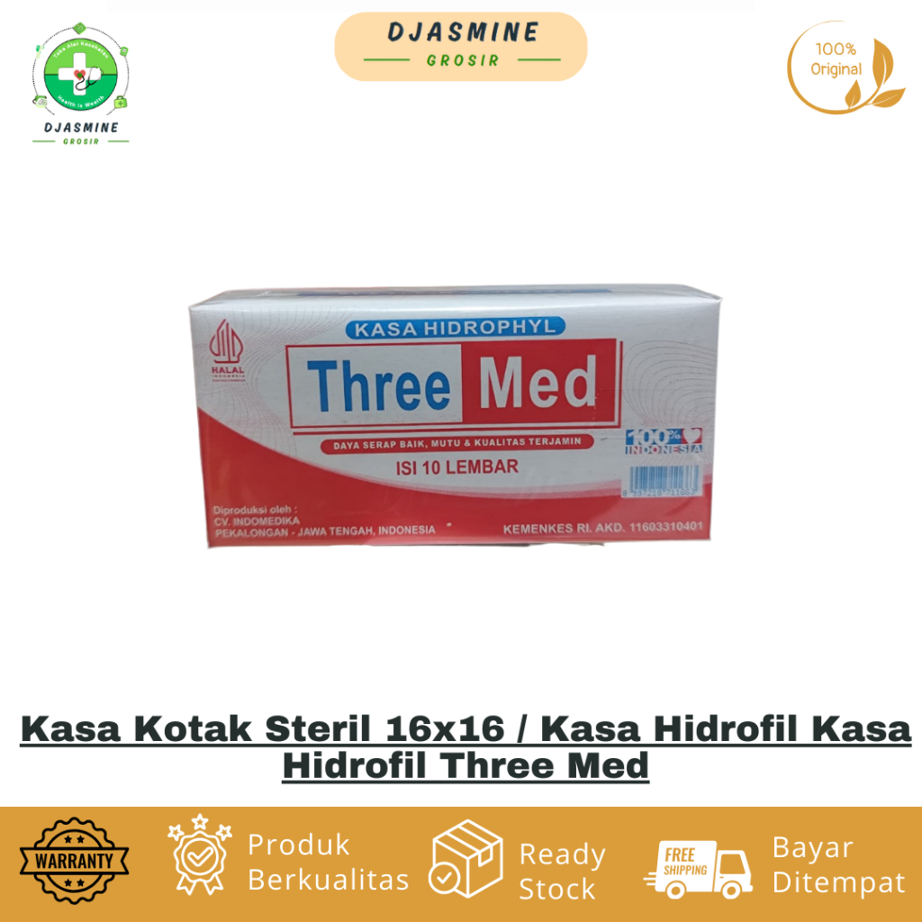 Kasa Kotak Steril 16x16 / Kasa Hidrofil Kasa Hidrofil Three Med