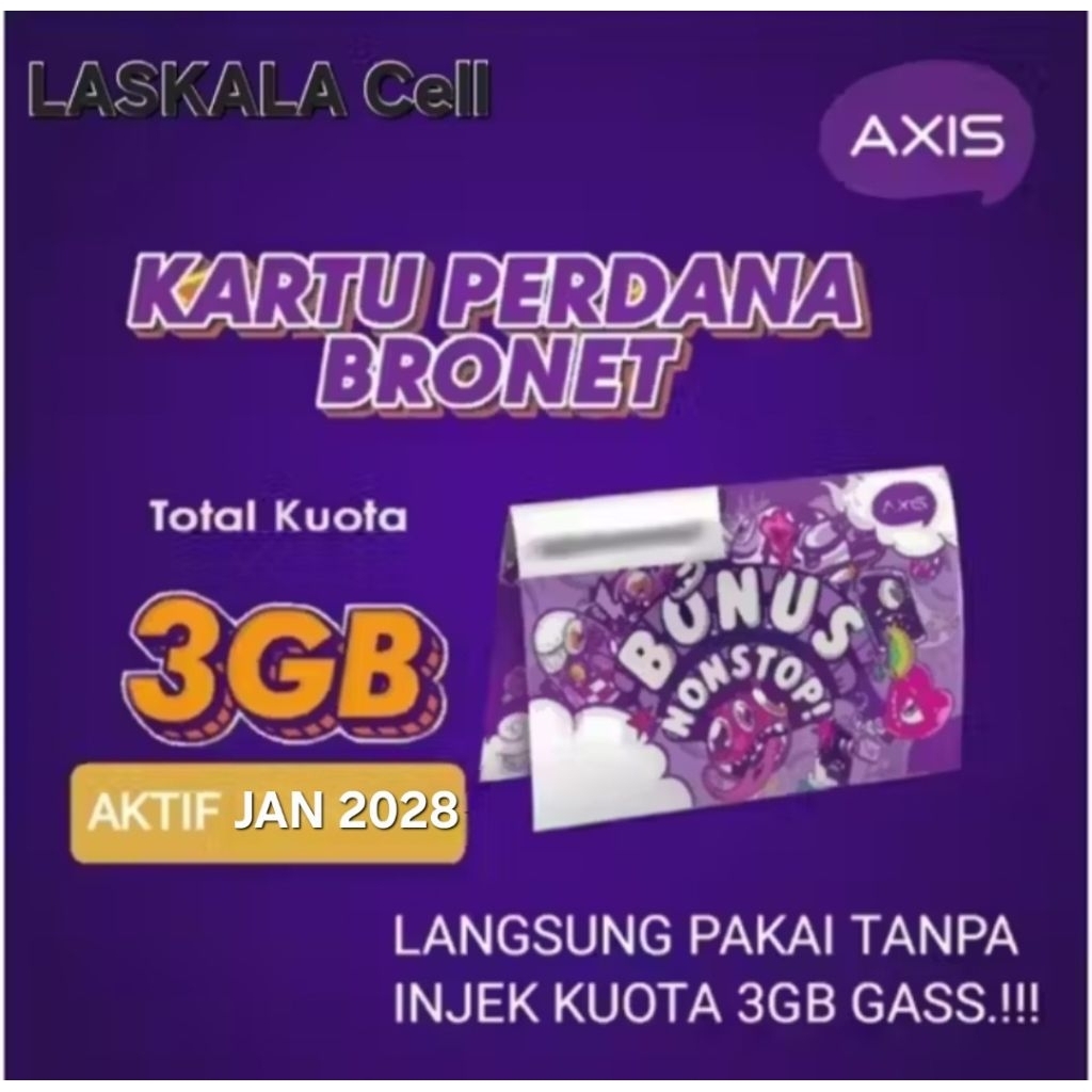 Kartu Perdana AXIS Bronet 4.5GB 30 Hari Sudah di Registrasi Siap Pakai