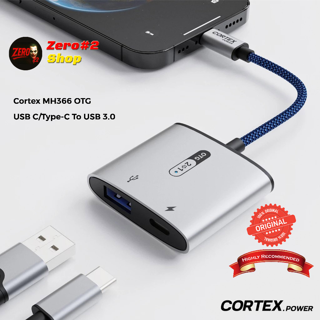 Cortex MH366 OTG USB C/Type-C To USB 3.0 + 60W Charging 2in1 Adapter