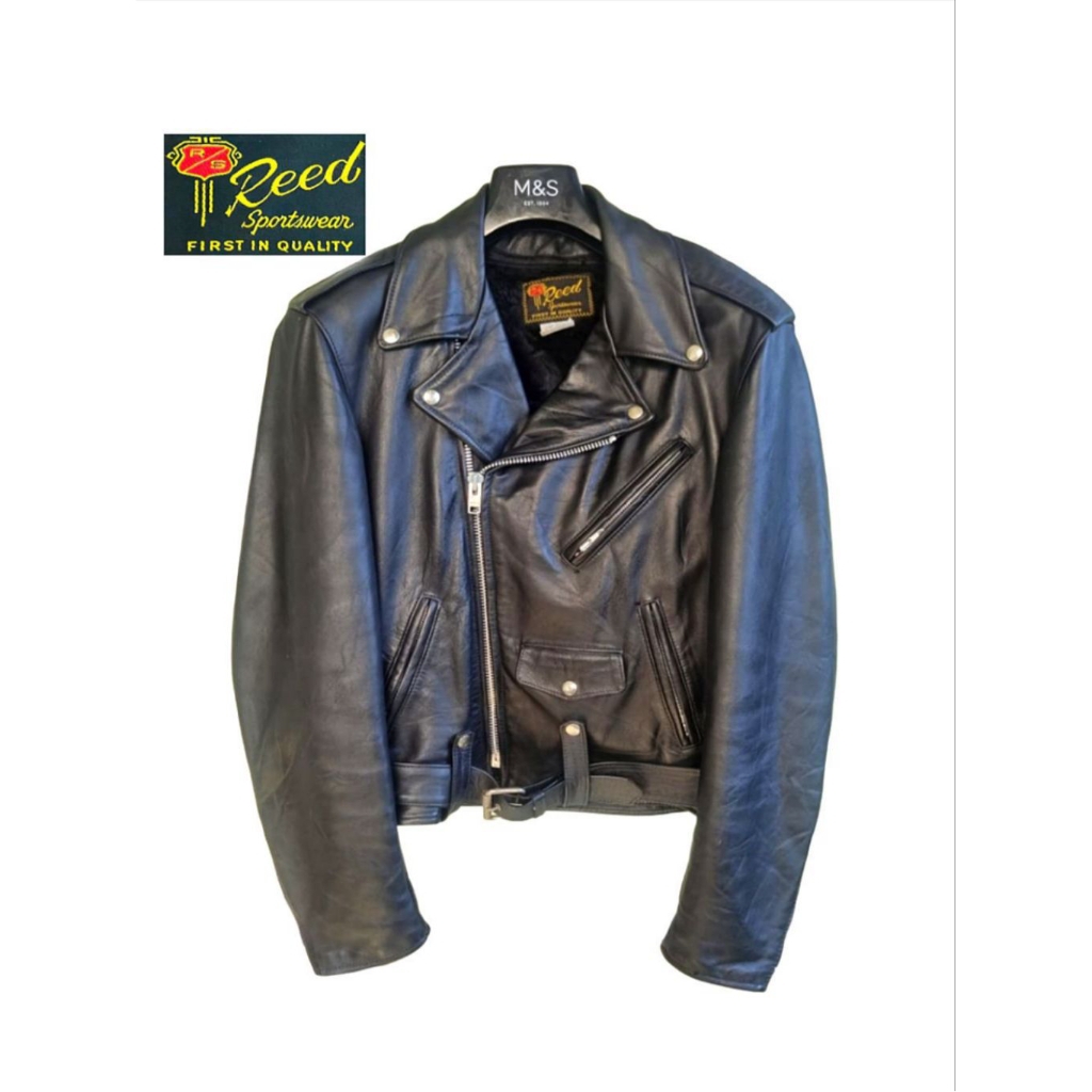 NWOT Reed Sportswear Doublebreasted Sherpa Leather Biker Jacket X Jaket Kulit Avirex Harley Davidson