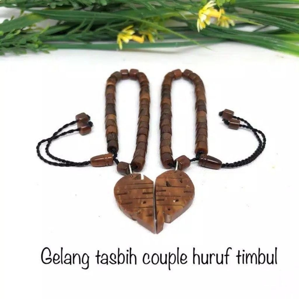 gelang marjan tasbih Love couple huruf timbul