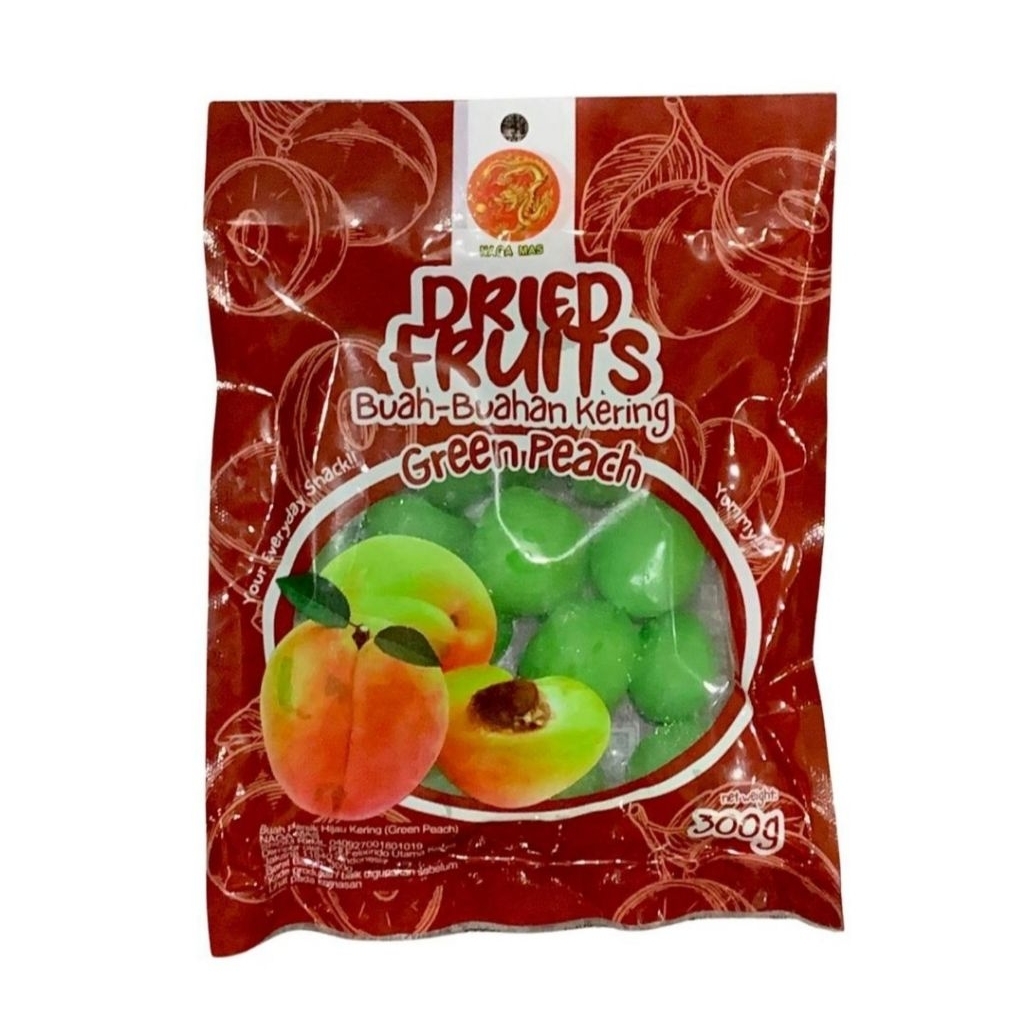 Imlek Buah Buahan Manisan Kering Nagamas Green Peach 300 gram