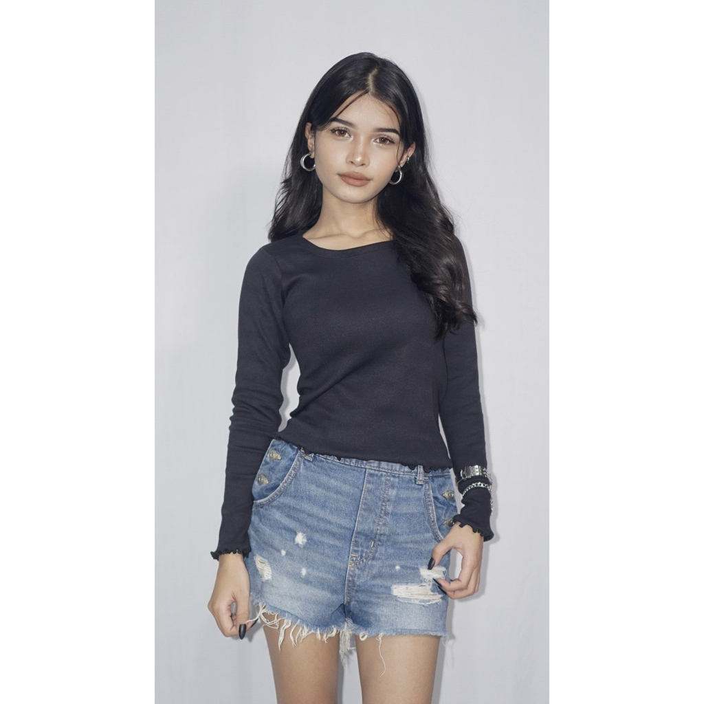 lettuce edge long sleeve-black