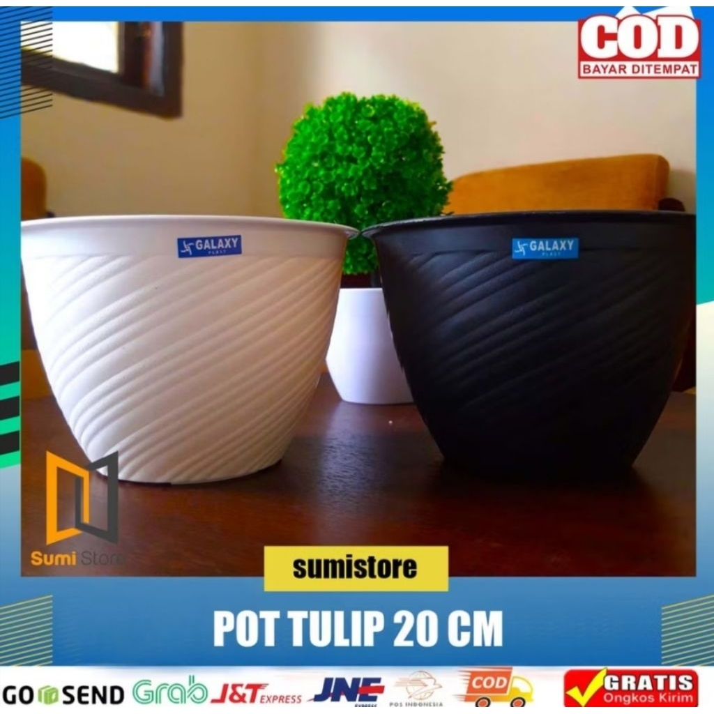 POT TULIP 15 17 20 cm PUTIH/ POT TAWON15 17 20 cm PUTIH/ POT LEBAH 15 17 20 cm