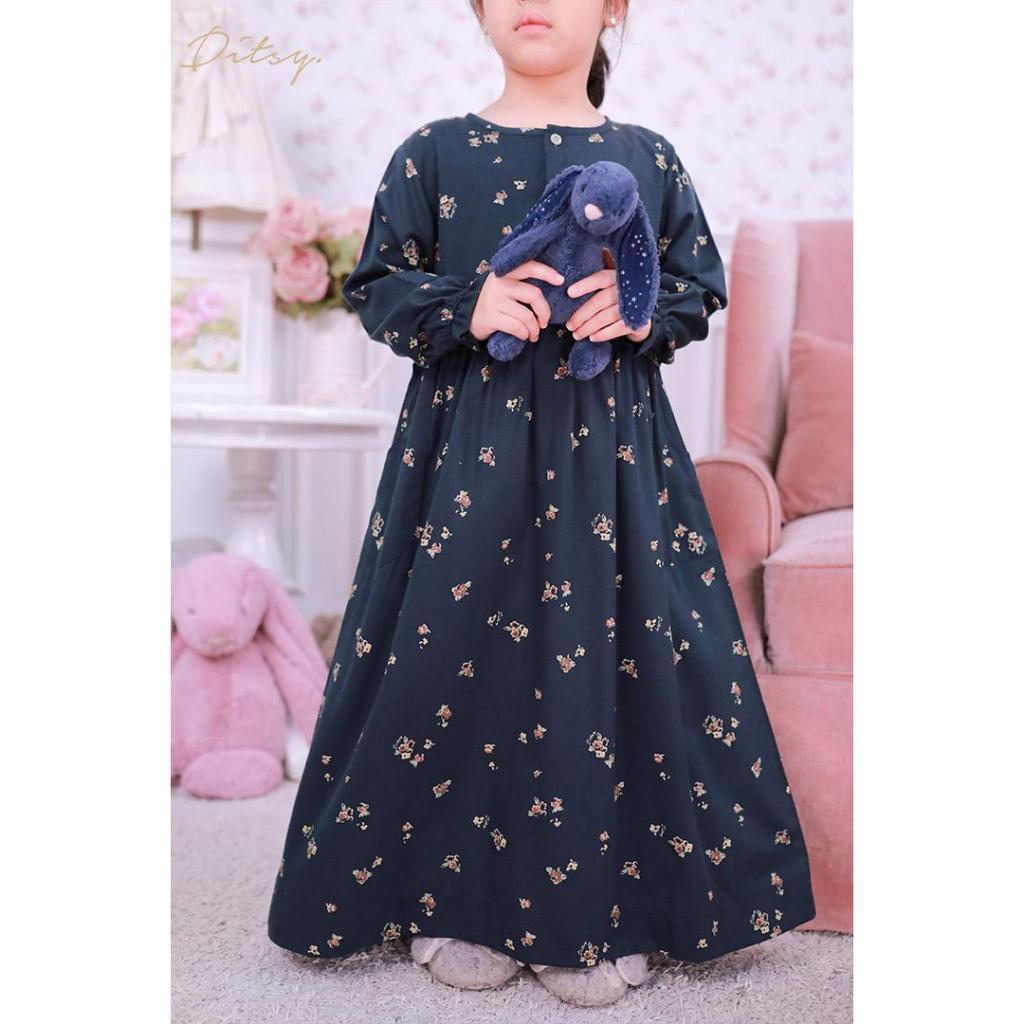 LITTLE DITSY MARET 2026 NIGHTGOWN GAMIS ANAK LIRIEL DEEP SEA BLUE SIZE 1
