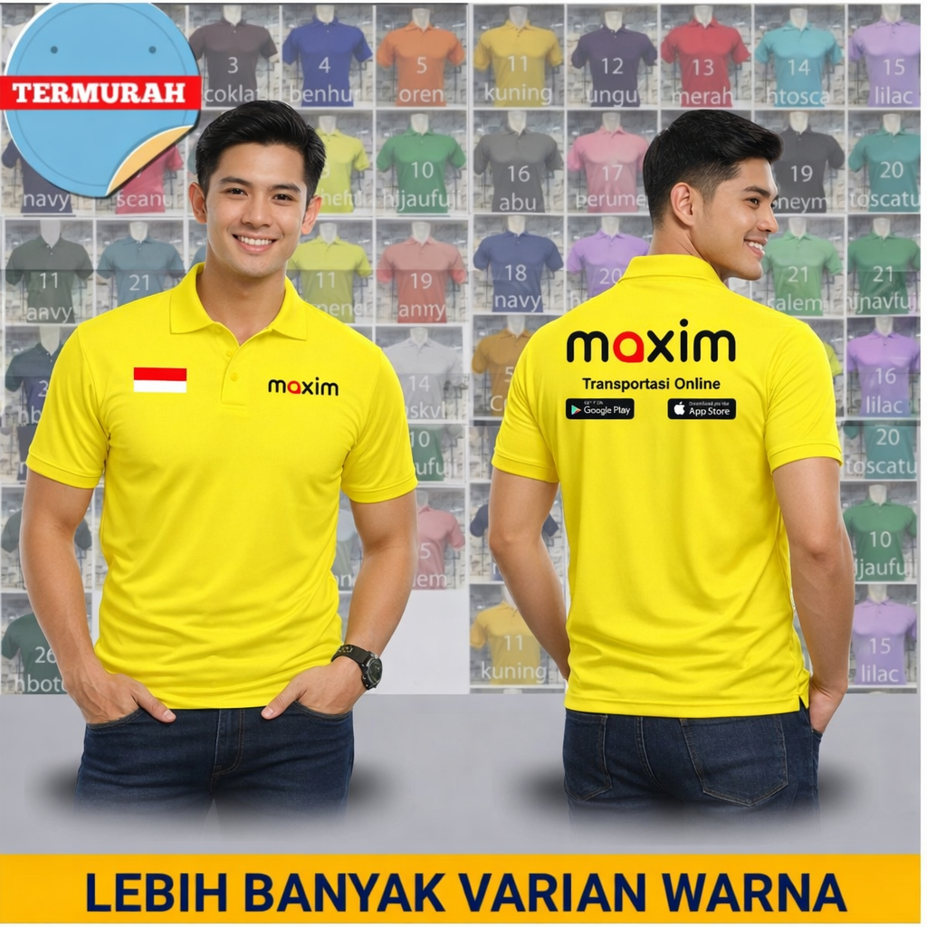 RCR baju maxim Kaos polo maxim driver ojol kuning hitam pria