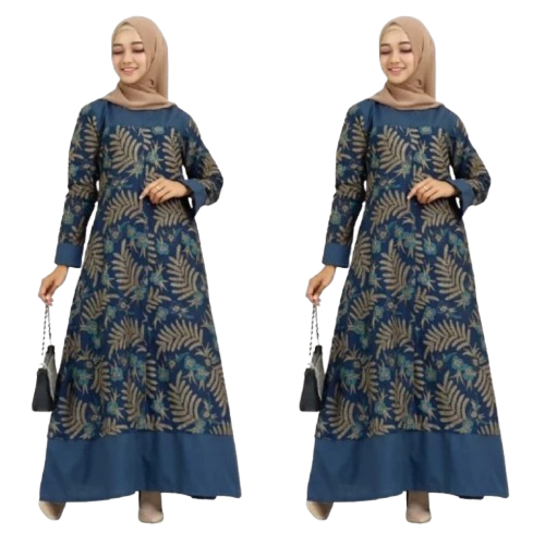GAMIS BATIK OVERSIZE GAMIS BATIK BIRU JUMBO UKURAN M-5L