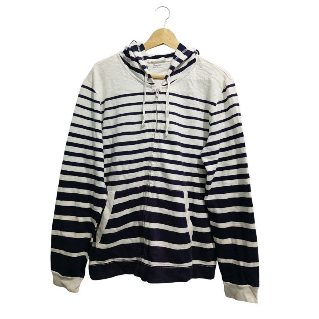 preloved hoodie zipper GAP salur putih hitam sz XL (118-120x70)