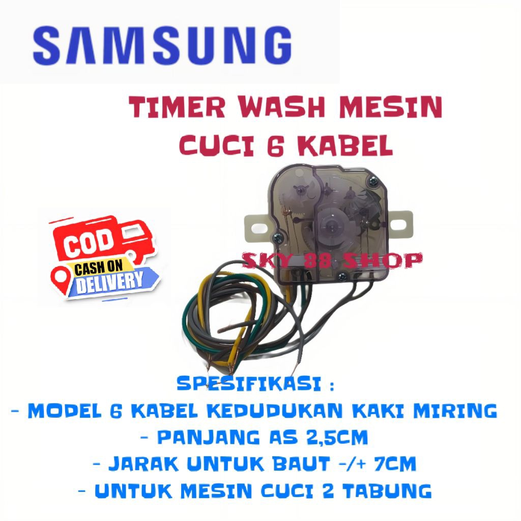 TIMER 6 KABEL MESIN CUCI SAMSUNG 2 TABUNG - TIMER MESIN CUCI 6 KABEL