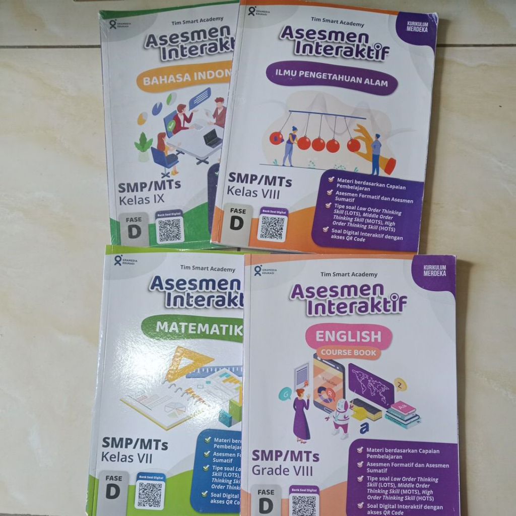 Asesmen interaktif ipa, bahasa Indonesia, Matematika, English kelas VII, VII, IX.