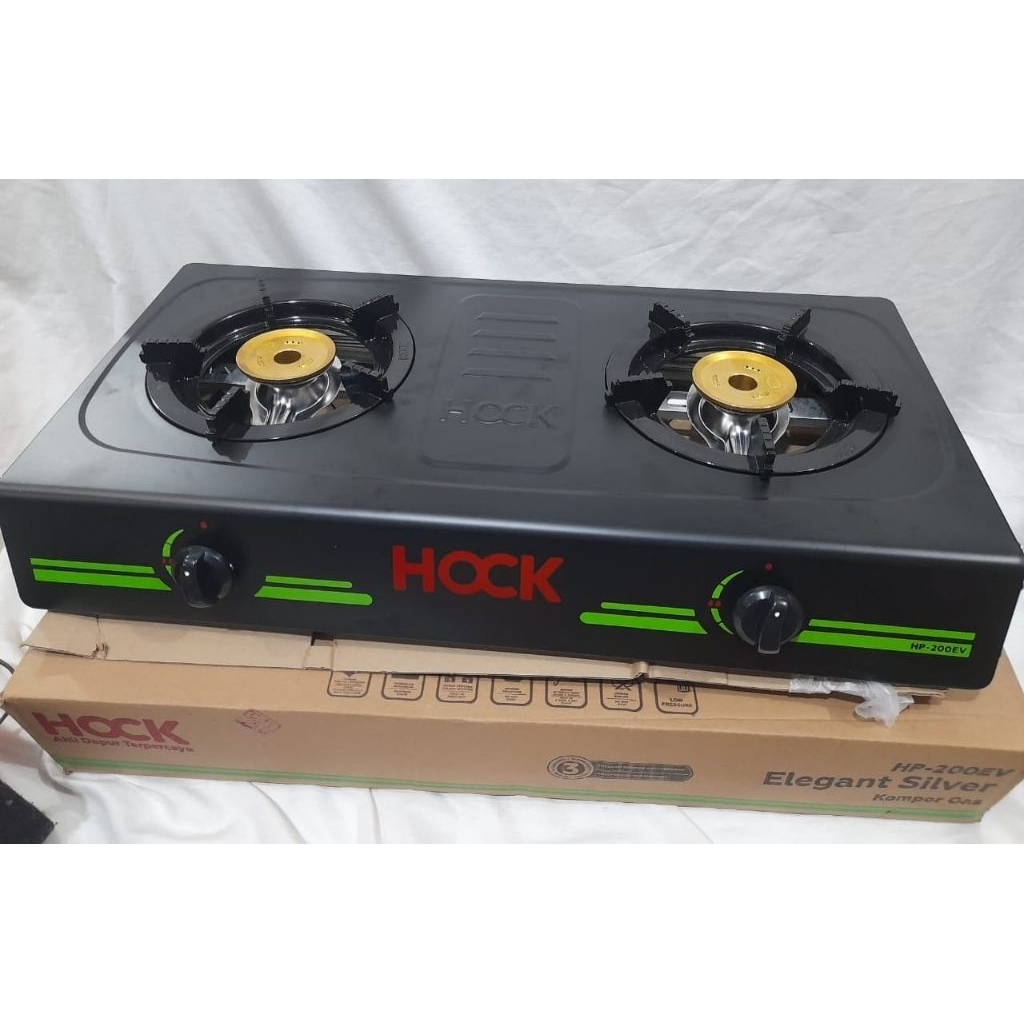 Kompor 2 tungku hp200evMerk hock,Set kompor dan selang hock