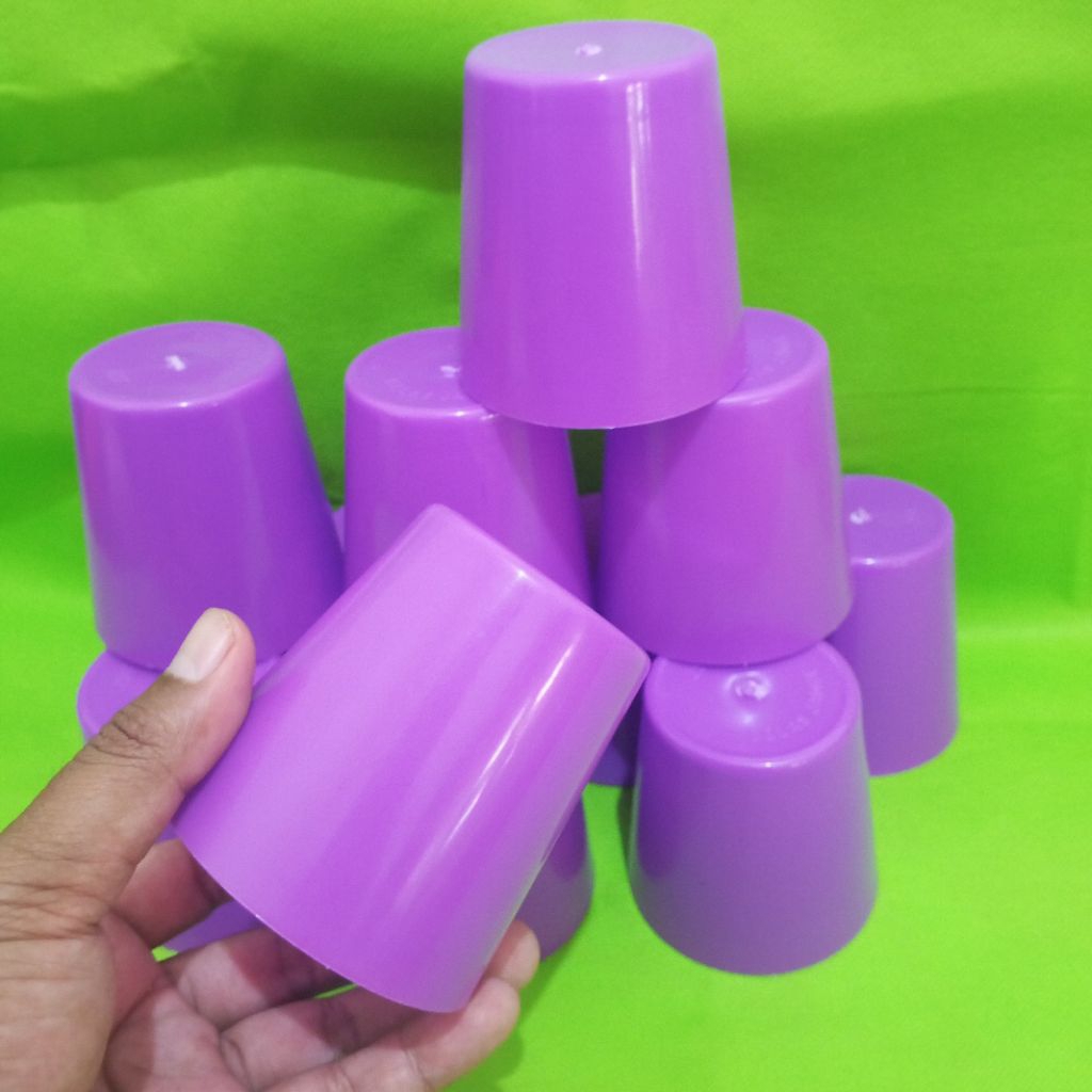 12 pcs/ 1 lusin gelas plastik gelas jamu gelas kopi tipe polos