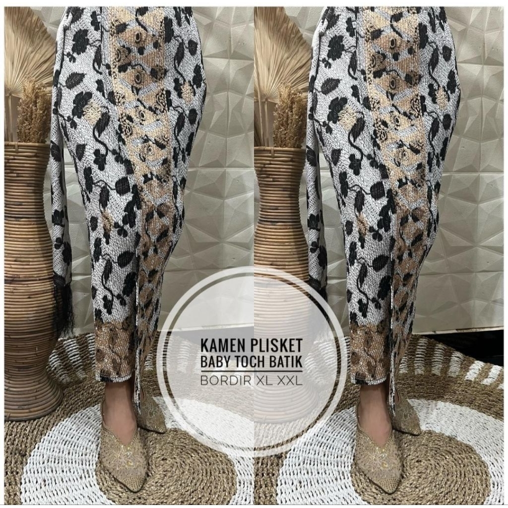 Kamen Jadi Plisket Bordir Set Selendang / Rok Plisket Bordir