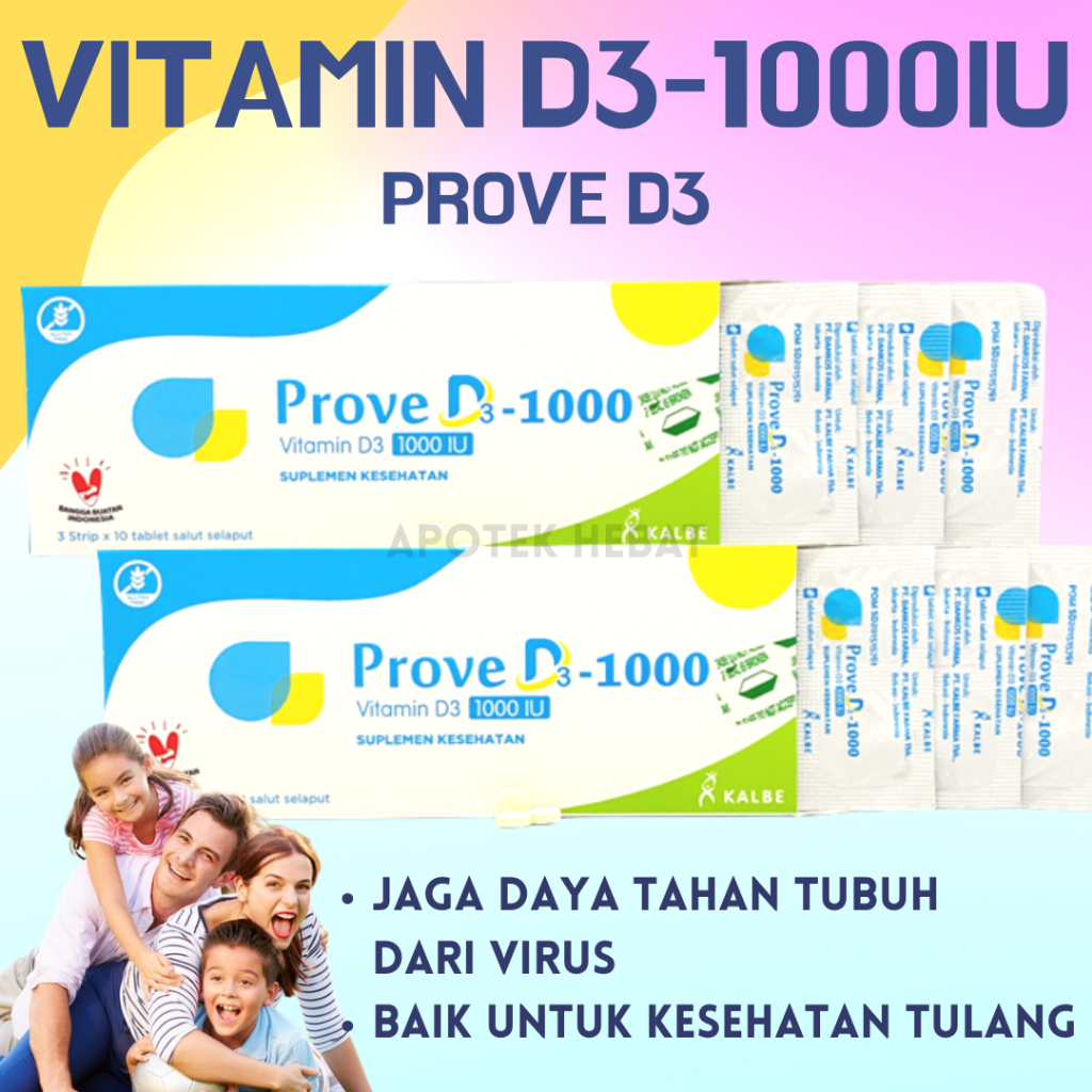 PROVE D3 Tablet - Vitamin D3 1000 IU Suplemen Vitamin D3 Strip Isi 10