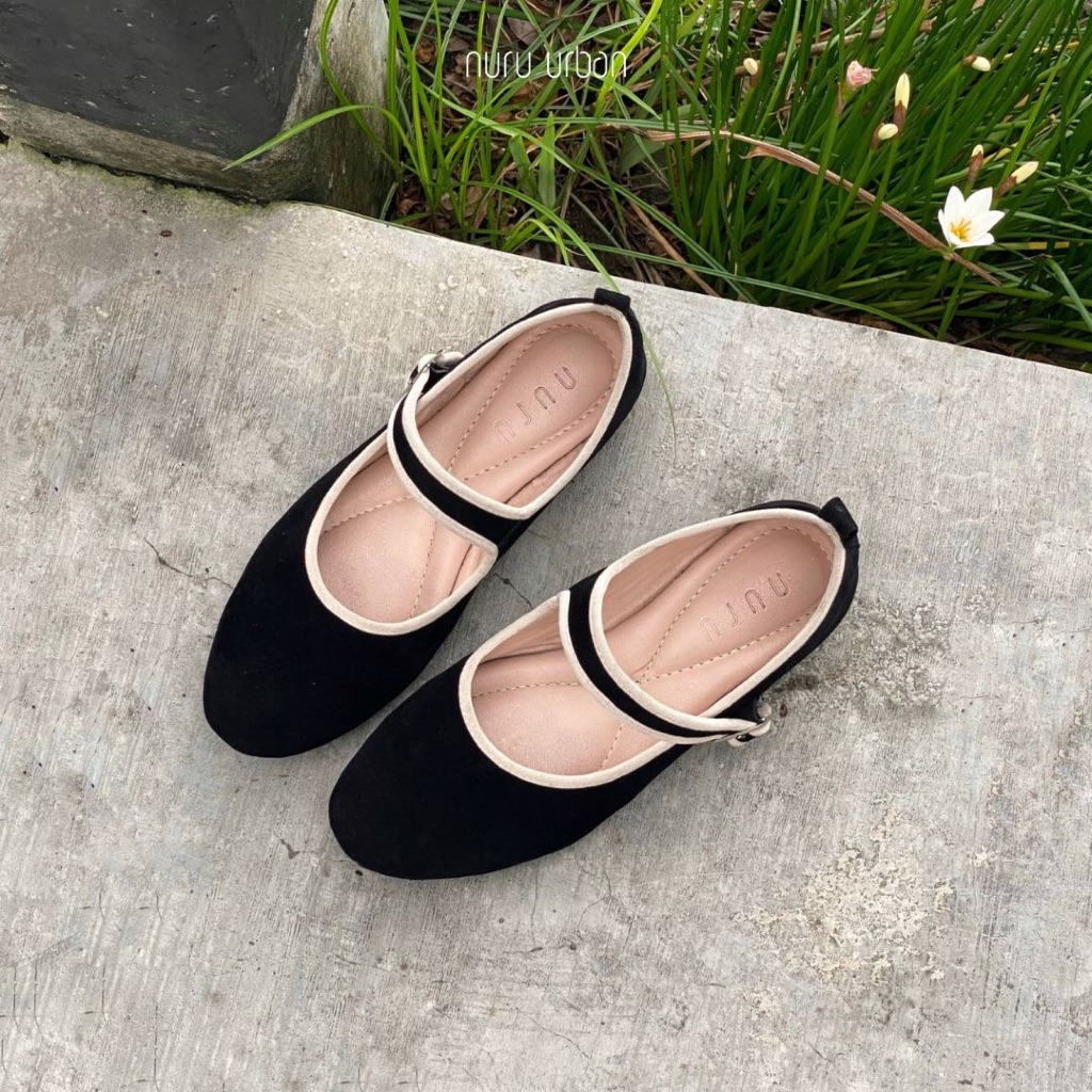 Nuru Urban Sophia Sepatu Flatshoes Wanita Kerja Bahan Suede