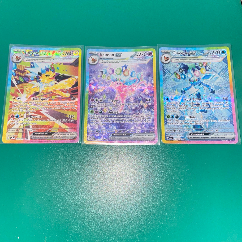 JOLTEON ESPEON GLACEON SAR TERASTAL FESTIVAL ID INDONESIA POKEMON CARD TCG KARTU OFC OFFICIAL