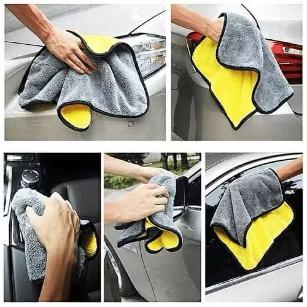 Kain Lap Microfiber 2 Sisi Abu Kuning  30 x 40 / Microfiber Serbaguna Kain Lap Microfiber Serbaguna