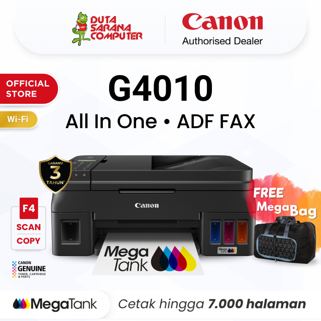 Printer F4 Wifi Canon G4010 - Ink Tank ADF FAX Wireless All In One Print Scan Copy MacOS - Garansi 3