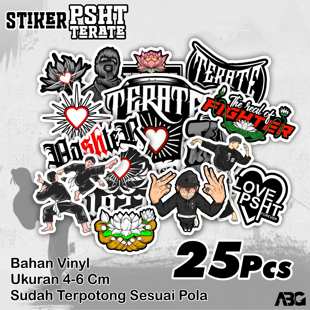 Sticker Pack Bela Diri PSHT Terate Aesthetic – Stiker Vinyl Waterproof untuk Laptop, Helm & Buku ISI
